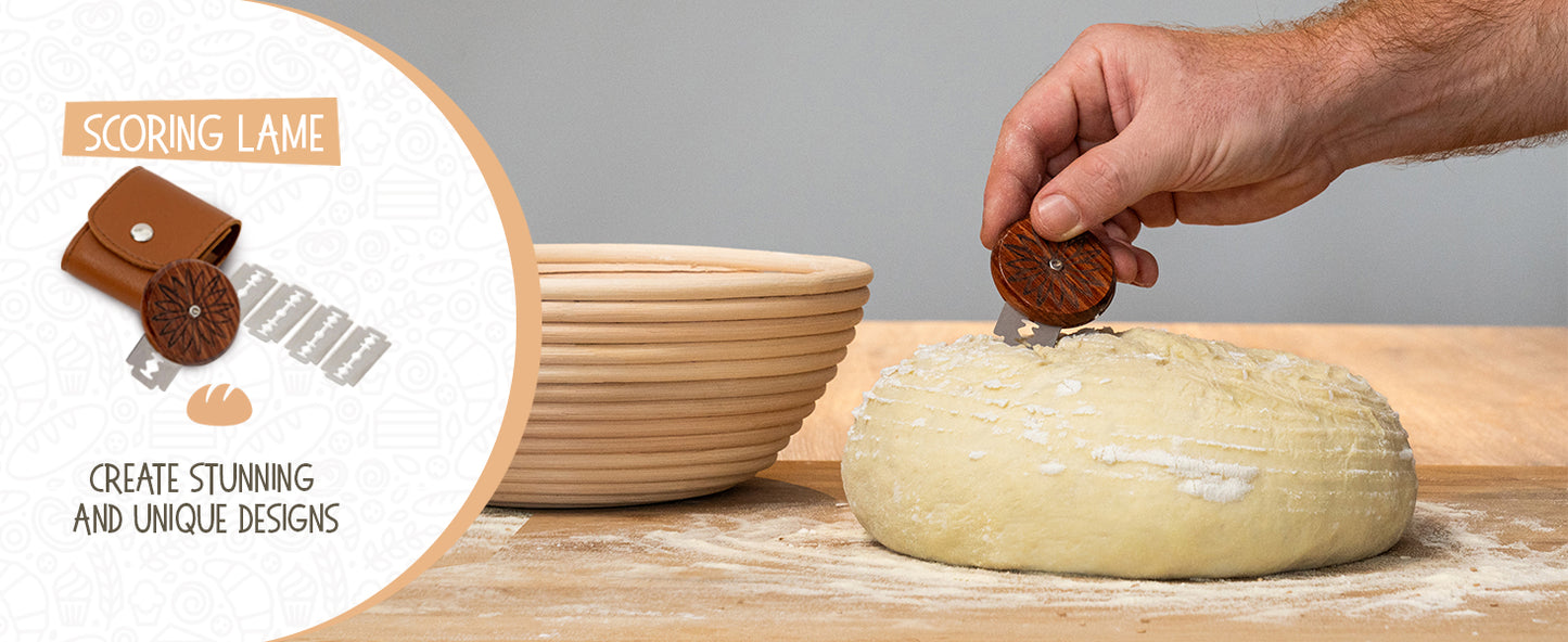 Superbaking Sourdough Proofing Basket Gift Set, Round 9" & Oval 10" Banneton, Sourdough Starter Kit, Sourdough Banneton Basket, Banneton Bread Proofing Basket Set of 2, Sourdough Bread Baking Supplies