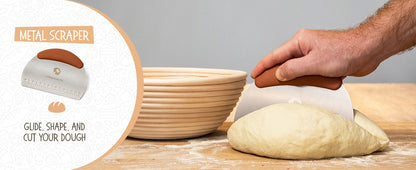 Superbaking Sourdough Proofing Basket Gift Set, Round 9" & Oval 10" Banneton, Sourdough Starter Kit, Sourdough Banneton Basket, Banneton Bread Proofing Basket Set of 2, Sourdough Bread Baking Supplies