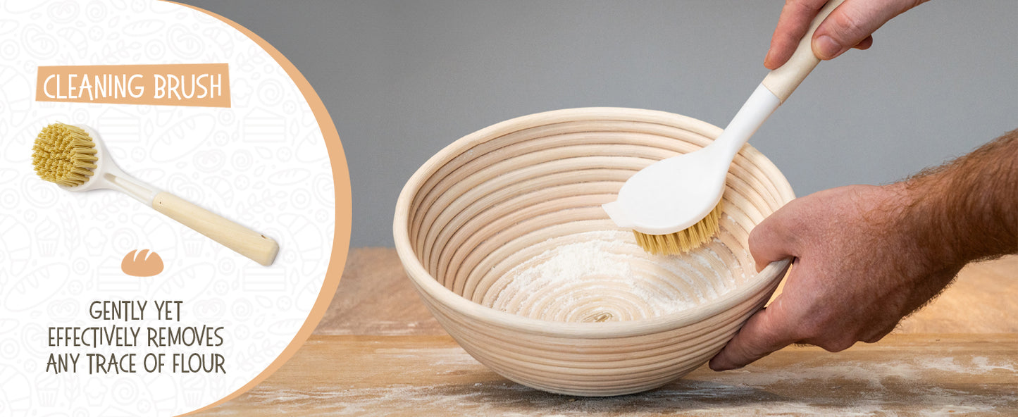 Superbaking Sourdough Proofing Basket Gift Set, Round 9" & Oval 10" Banneton, Sourdough Starter Kit, Sourdough Banneton Basket, Banneton Bread Proofing Basket Set of 2, Sourdough Bread Baking Supplies
