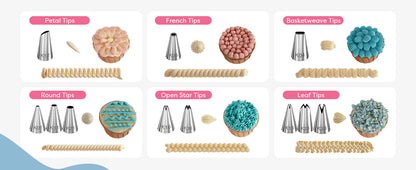 Kootek 32-Piece Piping Bags and Tips Set with 24 Icing Piping Tips, 2 Reusable Pastry Bags 12 Inch, Reusable Piping Icing Bags and Tips, Cake Decorating Kit for Frosting Cookie, Cupcake